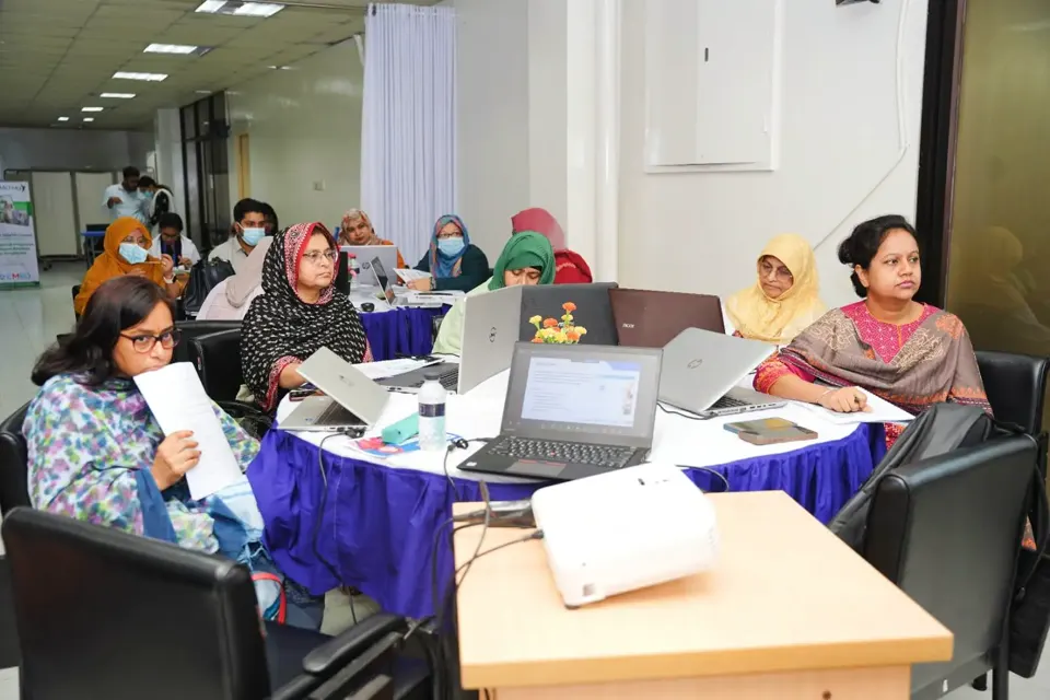 Healthcare professionals taking part in an AI Forum Bangladesh training session